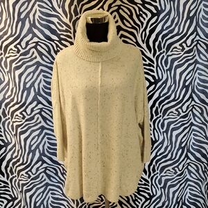 Time and Tru Speckled Cream Turtleneck Sweater